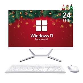 뷰라이프 크리스마스 에디션 24인치 일체형PC N5095 Win11 pro 포함 무선키보드마우스 X-mas 피규어 3종 증정