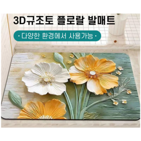 미루월드 3D 규조토 발 매트 빨아쓰는 주방 샤워 욕실 매트 1+1, B-006