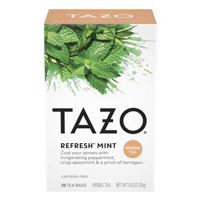 TAZO REFRESH Mint Hebal Tea Bags Caffeine-Fee 20 Heba TAZO REFRESH 민트 허브 티백 무카페인 20 허브 티백 6개, 1개, 544.31g