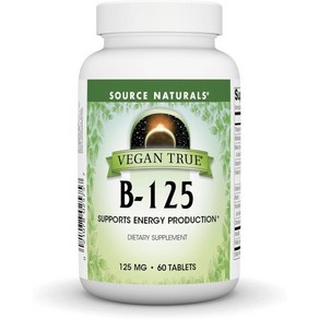 소스내츄럴스 Souce Natuals Vegan Tue B-125 Suppots Enegy Poduction* 125 mg - 60 Tablets, 1개, 60정