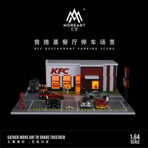 MoeAt 1:64 KFC 패스트푸트 디오라마 (피규어 3명 포함), 1개