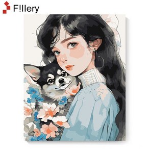 FiIIey DIY 명화그리기 해바라기그림 풍경화 꽃 유화 세트 40 x 50cm, 126-큐티걸, 1개