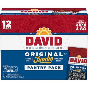 David Seeds Salted Roasted 오리지널 점보 해바라기 씨앗 46816 12개 식료품 저장실 팩