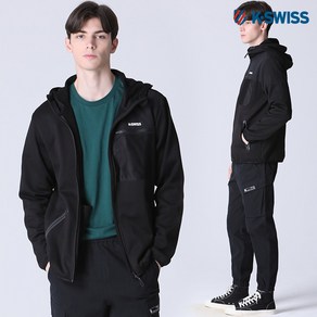 [케이스위스(K-SWISS)] 매쉬 포켓 스트링 기모 후드집업 점퍼