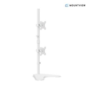 마운트뷰 화이트 상하 모니터 암 스탠드형 거치대 MV12-C02V 27인치 32인치, 1개, 화이트 [BOM2107]