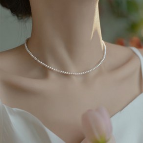 DODLXL 2mm 미니 진주 목걸이 진주 14k 밥풀 좁쌀 작은 담수 s925실버