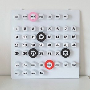 캘린더 만년 링어데이트 CALENDAR DATE A 달력 RING, 화이트+5바퀴(블랙3레드1핑크1)