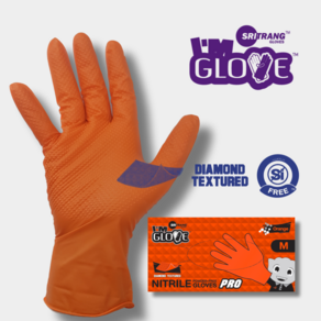 두꺼운 다이아몬드 그립 니트릴장갑 100매 Nitile Glove, 1개, 대(L), 오렌지