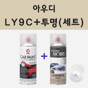 아우디 LY9C 아이비스화이트 스프레이 카 페인트 + 모비스 투명마감용스프레이 200ml, 1개