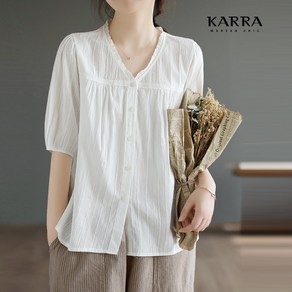 KARRA (77까지)레이스브이넥5부블라우스_A3F0142