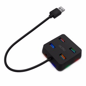 엑토 LED USB 3.0 4포트 무전원 멀티허브 HUB-38, 블랙, 1개