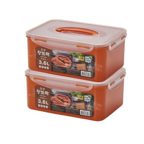 [생담] 진공 다용도 황토락 김치통 1+1 김장 보관 밀폐용기 3.6L, 2개