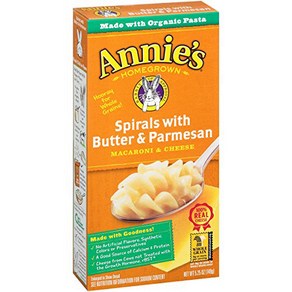 Annie's Macaroni and Cheese Spirals with Butter & Annie's 마카로니 앤 치즈 버터와 파마산 맥앤치즈를 곁들인 나선형 5.25온스