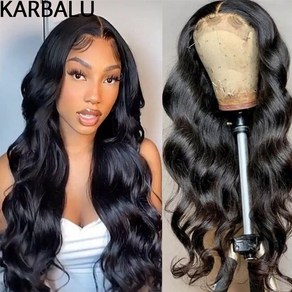 레이스 가발 kabalu lace fontal wig body wave lace font human hai wigs emy bazilian human hai fo, 16인치, 180, 13x4 HD 투명, 1개