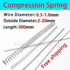 판스프링 압축 스프링 압력 와이어 직경 0.3-1.0mm 외경 2mm-20mm 길이 300mm 릴리스 리턴 1 개, 없음, 5) 300mm - 0.3mm - 6mm