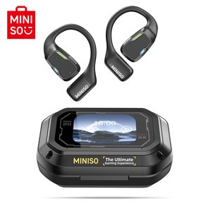 MINISO 미니소 스마트 터치 스크린 오픈형 이어폰 블루투스 5.4 귀걸이형 고음질, 블랙, M98