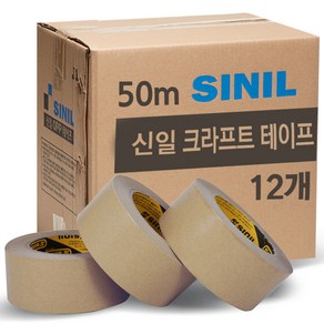 신일 크라프트 종이 박스 테이프 48mm*50m 12롤 (핫멜트), 12개