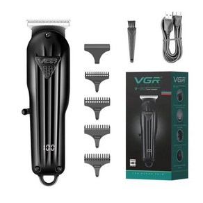 VGR 용 전문 헤어 클리퍼 전기 T-블레이드 헤어 커팅 머신 0mm LED 디스플레이 이발 트리머 V-982, [01] with box