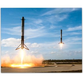 Astonomy Poste - SpaceX Falcon Heavy Boostes La 천문학 포스터 - SpaceX 팔콘 헤비 부스터 착륙 - 11x14 프레임 없는 아트 프, SpaceX Falcon Landing