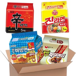 블루존 오뚜기 농심 팔도 봉지라면4종세트 (신라면5P + 진라면 5P + 짜파게티5P+ 팔도비빔면5P)