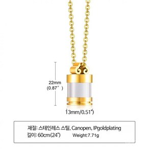 메모리얼스톤 강아지 유골함 보관함 개방형 병 목걸이 amp 펜던트 애완 동물 애쉬, 금, 1개