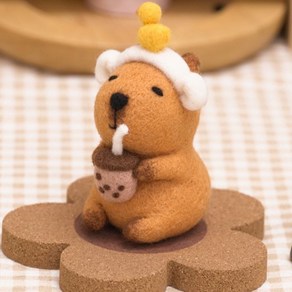 플리하비 카피바라양모펠트diy키트 니들펠트키트 카피바라키링키트 양모키트 카피바라인형, 1개, 찜질방카피바라