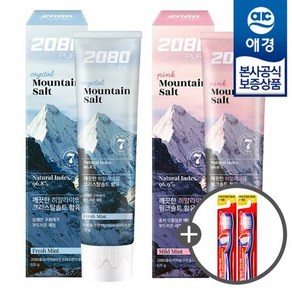 [애경] [★비밀특가] 2080 히말라야 퓨어 솔트 치약 120g x12개 (+칫솔1입 2개증정), 핑크솔트, 12개