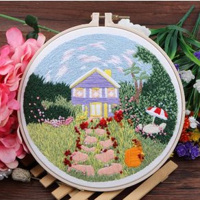 프랑스자수 DIY 패키지, [프랑스자수] 53 여름정원 25.5cm, 1세트