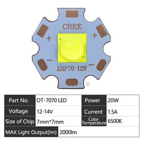 손전등 자동차 조명 다이빙 광원 LED COB 교체 DC3V 6V 24V XML2 T6 XHP70 XHP90 XHP110 CREE 18W 30W 36W 45W 54W 72W, [08] 20W 7070 LED 12V, 18.20W 7070 LED 12V