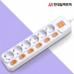 [현대일렉트릭] 멀티탭 [6구/16A/개별] HMP-63 [3M], 1개