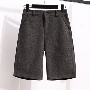 여성용 하이웨스트 모직 5부 반바지 가을겨울 모직 와이드 반바지 Women's shorts