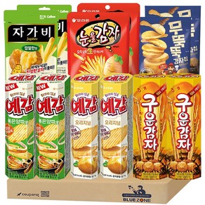[블루존] 감자 과자 세트 6종 12개입 (자가비45g+눈을감자56g+무뚝뚝감자칩60g+예감 오리지널64g+볶음양파64g+구운감자27g) x2세트, 1개