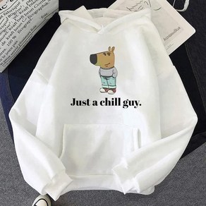 여성용 빈티지 하라주쿠 패션 맨투맨 캐주얼 풀오버 후디 의류 Just A Chill Guy 밈 프린팅