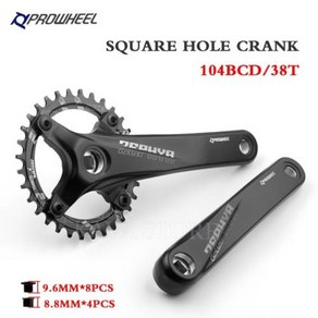 Prowheel 자전거 크랭크 스프로킷 104BCD MTB 자전거 사각 구멍 170mm 175mm 크랭크 셋 32T 34T 36T 38T 40T 42T 좁은 와이드 스프로킷