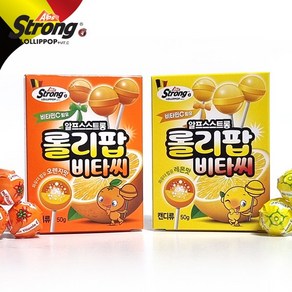 알프스스트롱 롤리팝 비타씨 캔디 막대사탕(레몬+오렌지맛), 100g, 1세트