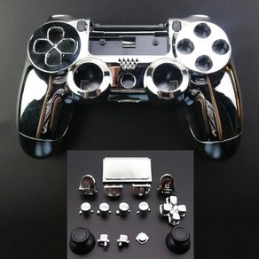 PS4 Po JDS 055 050 JDM-055 Mod Kit DIY 수리 크롬 커버 게임 컨트롤러 전체 하우징 케이스 쉘 버튼 교체 세트, 1개, 7) 1Set