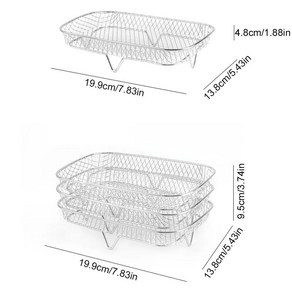 에어 프라이어 그릴 랙 오븐 스티머 그물 바구니 주방용 쌓을, 1개