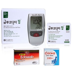 올메디쿠스 글루코닥터 탑 혈당계+시험지 50매+침|솜 100개