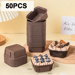 커피 컵케이크 라이너 베이킹 컵 사각형 머핀 종이 래퍼 웨딩 장식 카셋 50 개, 01 Coffee, 50개