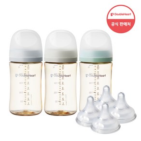 더블하트 모유실감 3세대 PPSU 모먼트 트리플팩 240ml+젖꼭지(4입), 240ml, 1개