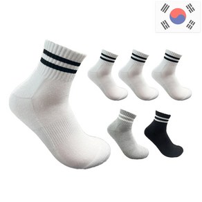 비바슈슈 남성용 더블 쿠션 러닝 스포츠 스트라이프 단목 양말 6켤례 (250~270mm)