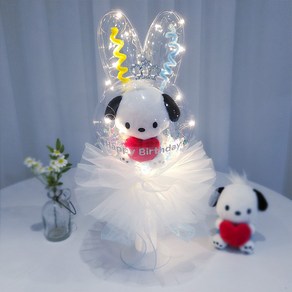 산리오 레터링 LED 꽃풍선 인형꽃다발