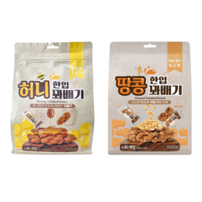 허니 한입 꽈배기 520g + 땅콩 한입 꽈배기 520g (총 2입) 개별포장 지퍼백, 2개