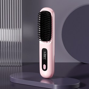 YINUO 무선 빗고데기 휴대용 스타일러 열 보호 기능 & 빠른 열 전달 여성 헤어 스타일링 필수템 S300, 핑크