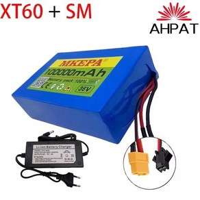 항공 운송 18650 리튬 배터리 팩 BMS 및 충전기 포함 차량 36V 9.8Ah 10S2P 550W 9800mAh 42V, 05 XT60-SM