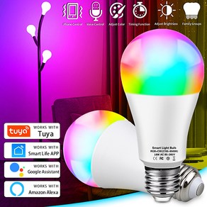 Tuya 스마트 전구 스마트 와이파이 램프 스마트 led 램프 와이파이 구글 홈 85-265V CW WW E27 Led 디 밍이 가능한 매직 전구 음성 제어, 1개