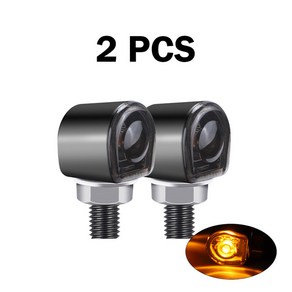 8mm 알루미늄 미니 Led 바이크 오토바이 방향 지시등 깜박이는 빛 깜박이 신호 램프 cligotant moto fo Honda Suzuki 12V, [02] 2pcs black