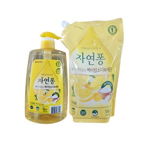 자연퐁 주방세제 베이킹소다 리필 1.4L + 본품 980ML 레몬향 친환경 대용량, 2.38kg, 1개