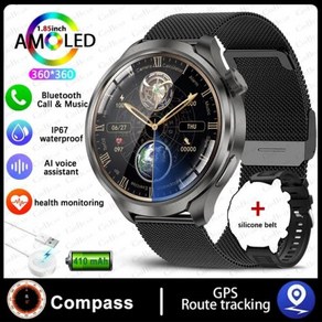 화웨이 GT5 프로 GPS 스포츠 스마트 워치 남성용 AMOLED 스크린 NFC 나침반 IP68 방수 2024 블루투스 통화, 없음, 없음, 3) Black mesh belt - Fo HUAWE