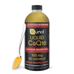 Qunol Liquid CoQ10 100mg 우수한 흡수 천연 보충제 형태 코엔자임 Q10 심장 건강을 위한 항산화 물질 오렌지 파인애플 향 60회분 575.5g20.3